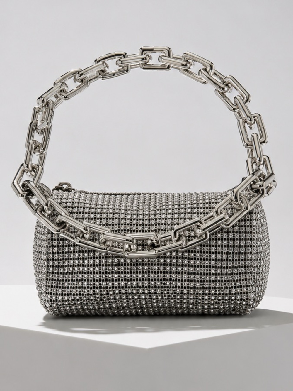 PARTY GIRL 💋💋 Silver Crystal Mini Top-Handle PU Leather Bag Cocktail Fashion